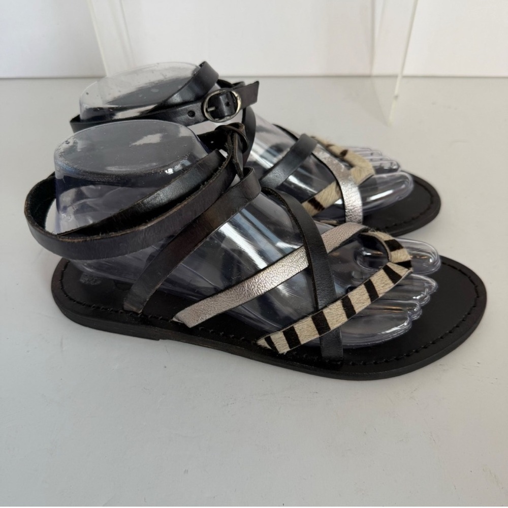 Freebird Black Strappy Lace-Up Sandals with Silver Accents - Picture 3 of 3